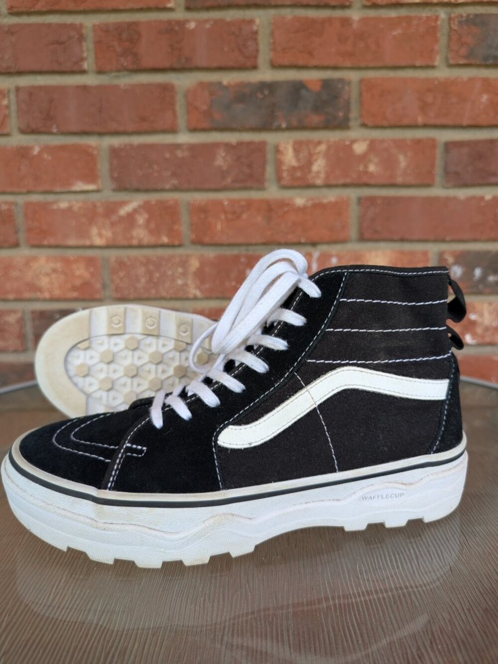 Men's 7.5 Women's 9 Vans Sk8 High Top Platform Sneakers Black
